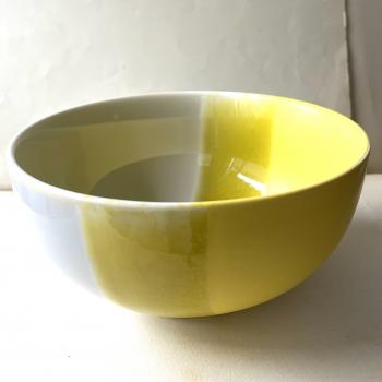 Steingutschale – gelb grau – für Salate, Suppen oder Desserts